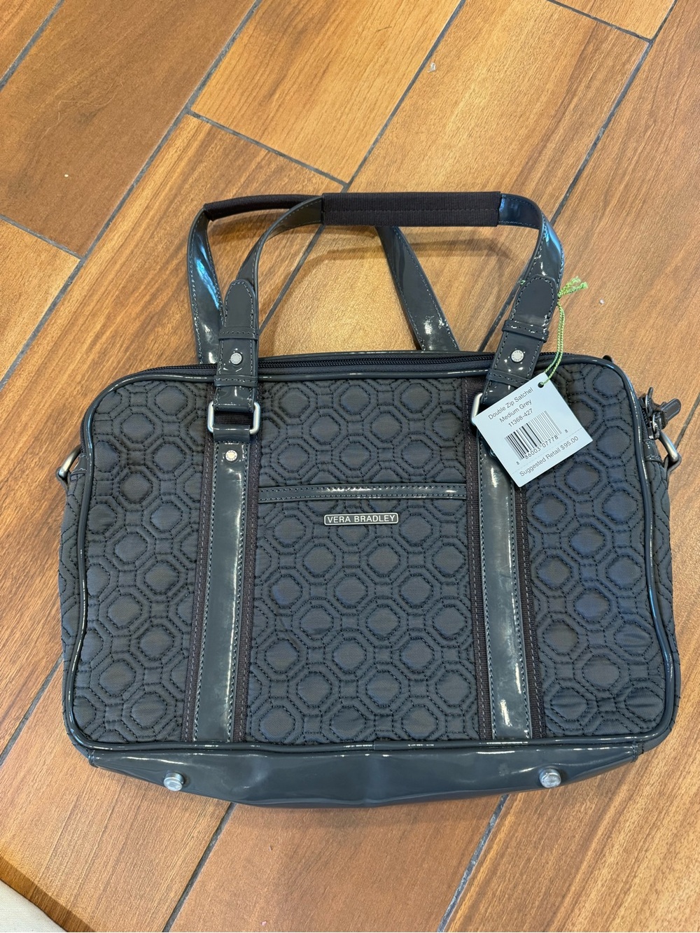 Vera Bradley Grey Quilted Laptop Tote